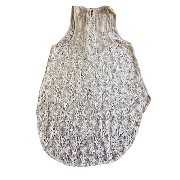 Free People Maisie Tunic Antique Ivory Lace High Neck Sleeveless Blouse Tank Med - Picture 6 of 12